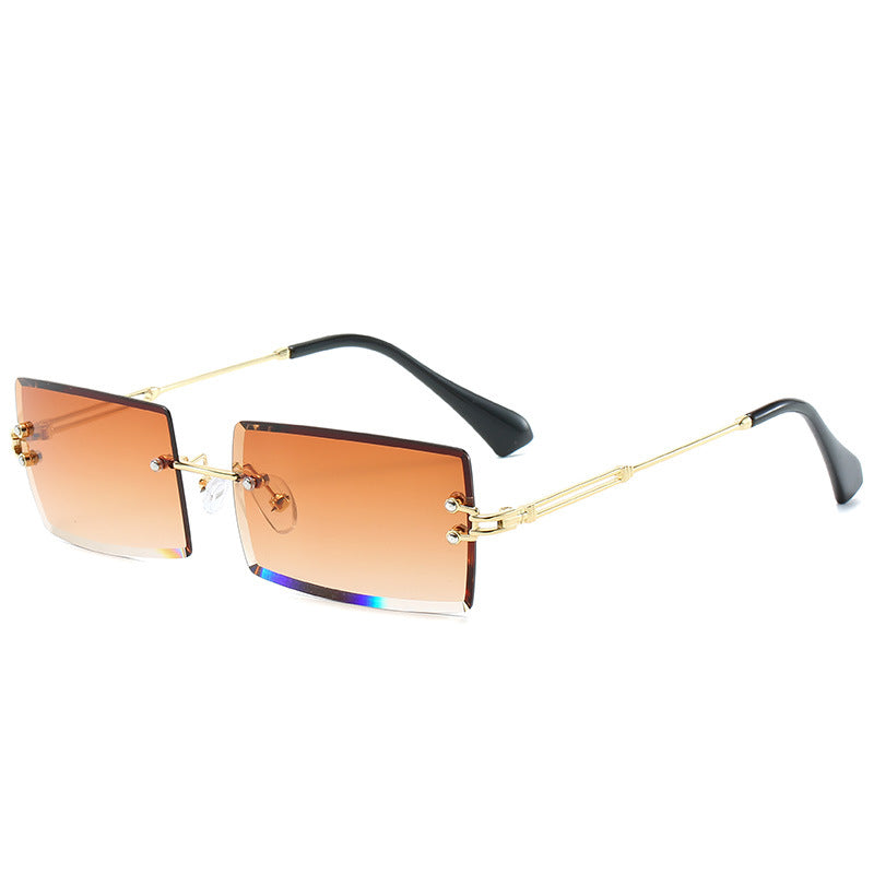 Rimless Rectangle Sunglasses Square Fashion Hip-Hop Sunglasses Tide Ins Retro Street Beat Cut Edge Sunglasses