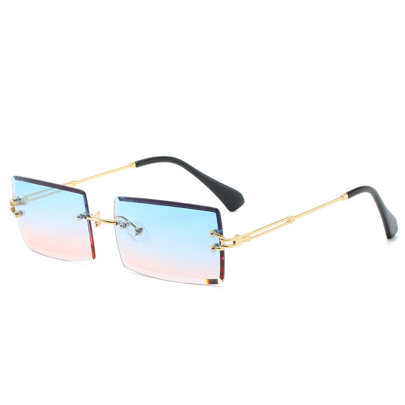 Rimless Rectangle Sunglasses Square Fashion Hip-Hop Sunglasses Tide Ins Retro Street Beat Cut Edge Sunglasses