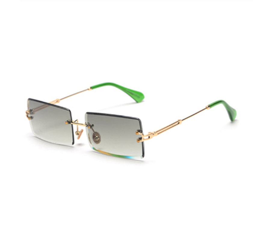 Rimless Rectangle Sunglasses Square Fashion Hip-Hop Sunglasses Tide Ins Retro Street Beat Cut Edge Sunglasses