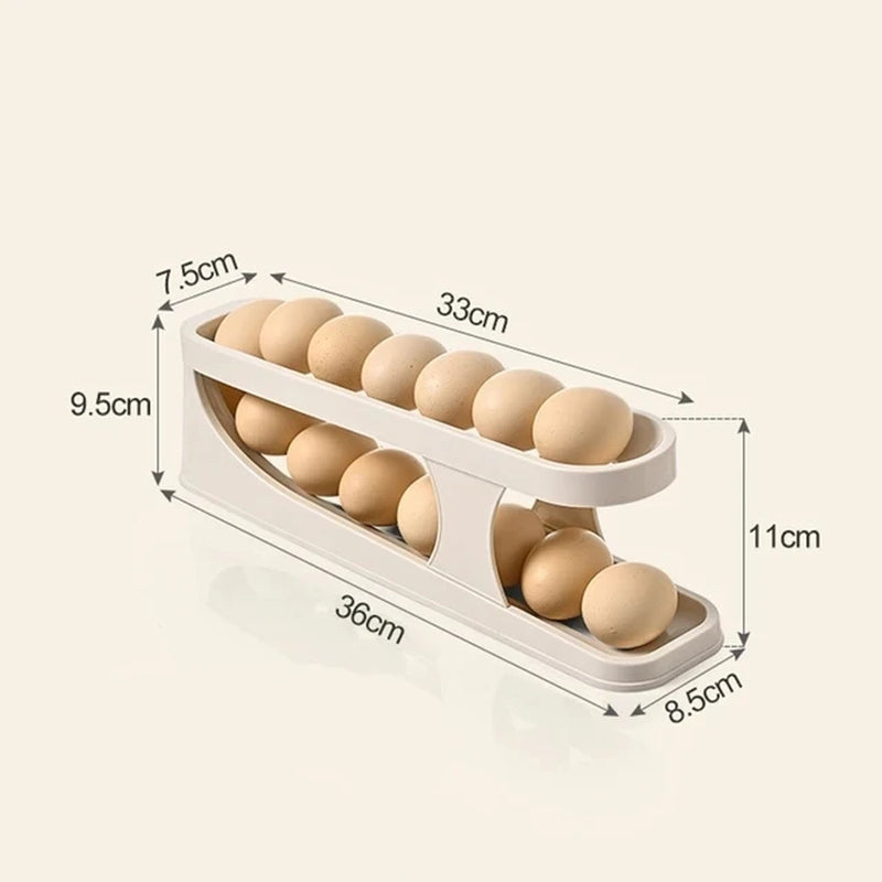 Automatic Scrolling Egg Rack Holder Storage Box Egg Basket Container Organizer Rolldown Refrigerator Egg Dispenser for Kitchen