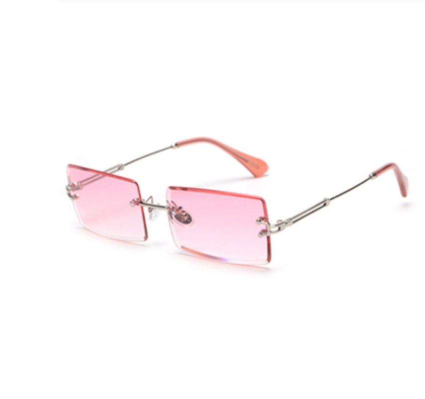 Rimless Rectangle Sunglasses Square Fashion Hip-Hop Sunglasses Tide Ins Retro Street Beat Cut Edge Sunglasses
