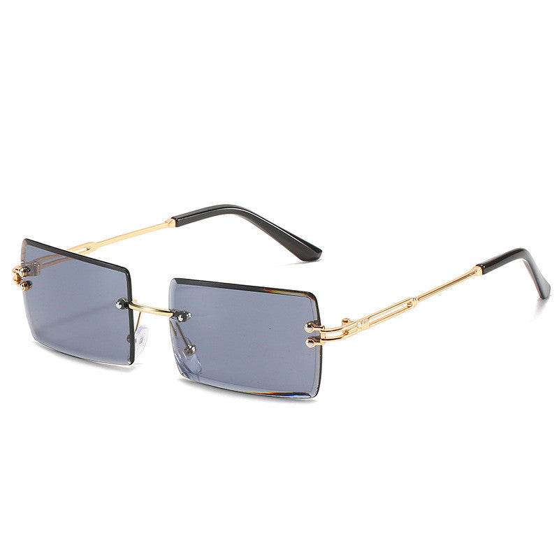 Rimless Rectangle Sunglasses Square Fashion Hip-Hop Sunglasses Tide Ins Retro Street Beat Cut Edge Sunglasses