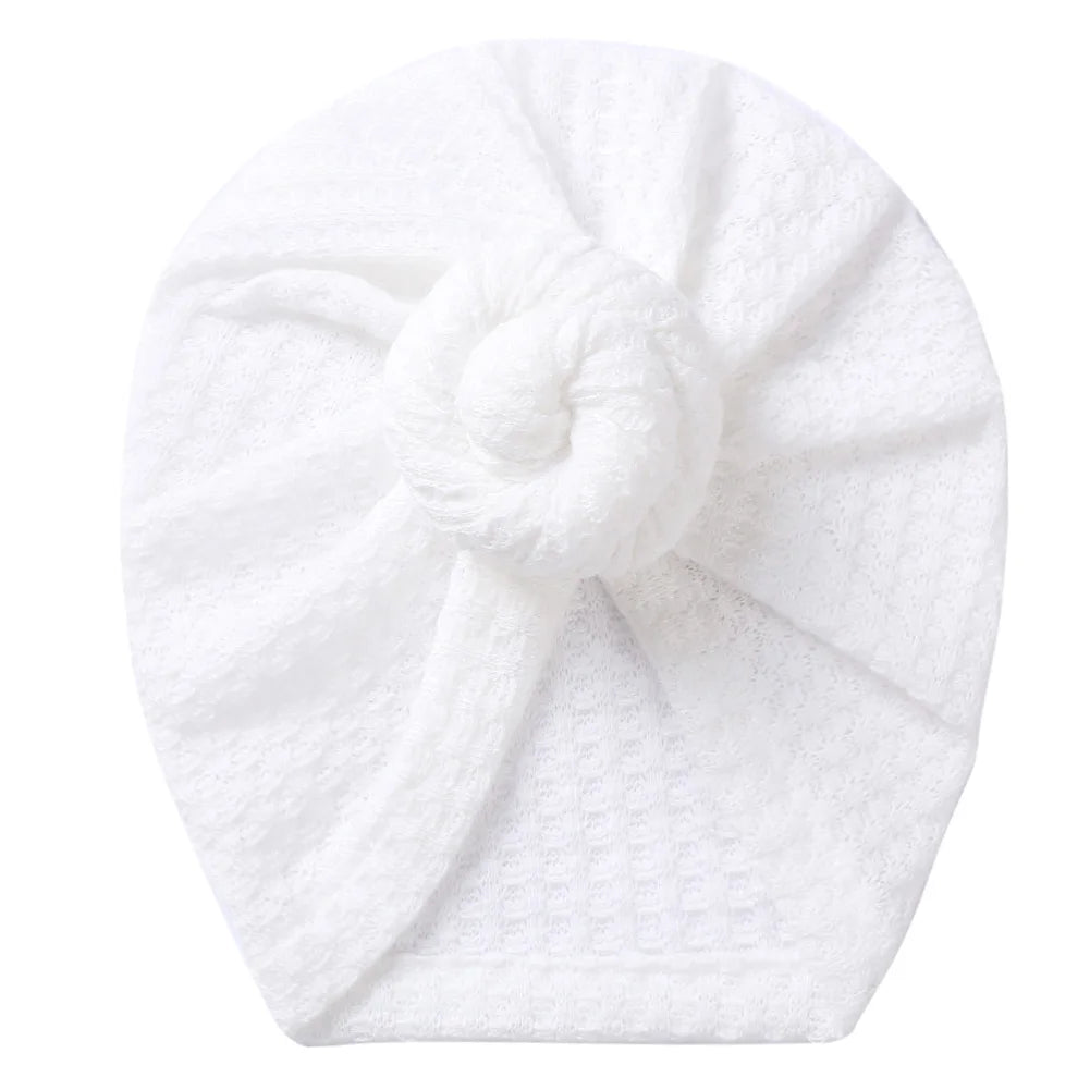 New Solid Waffle Crochet Knit Baby Hat 3M-5T Turban Infant Toddler Newborn Baby Cap Bonnet Beanies Headwraps for Baby Girls Boy