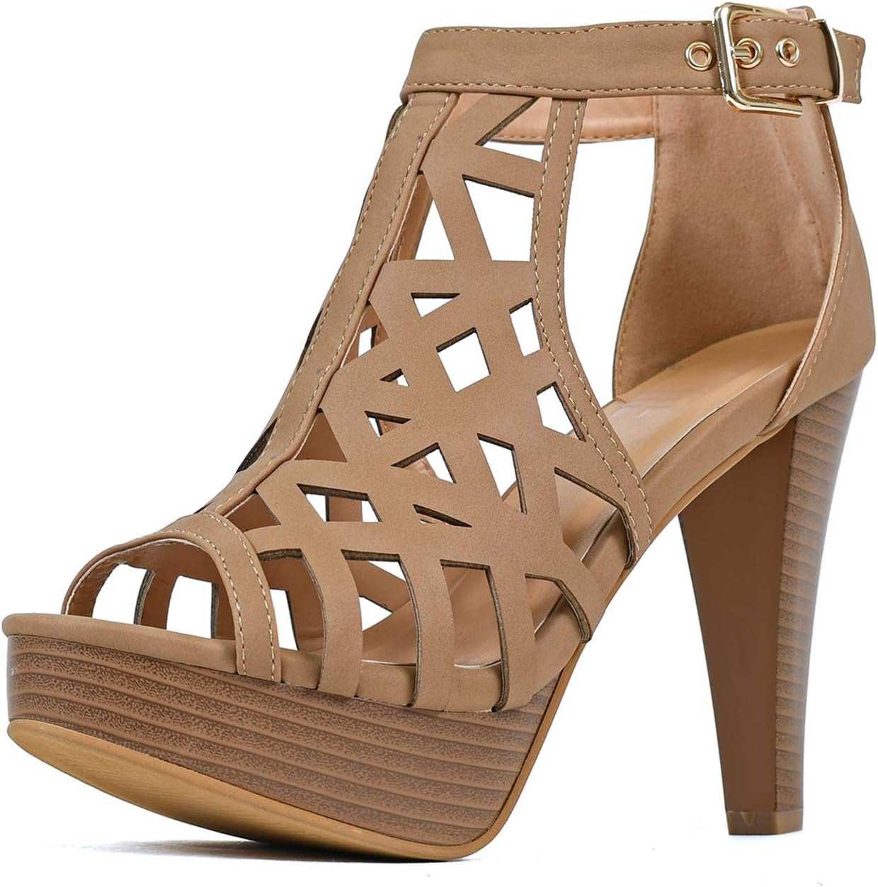 Guilty Shoes - Womens Stiletto Platform High Heel Sandal - Peep Toe Cutout Comfortable Heeled Sexy Shoe Pumps