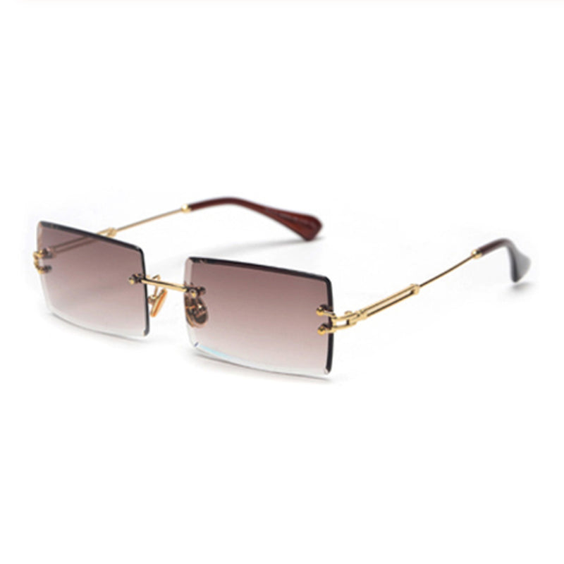 Rimless Rectangle Sunglasses Square Fashion Hip-Hop Sunglasses Tide Ins Retro Street Beat Cut Edge Sunglasses