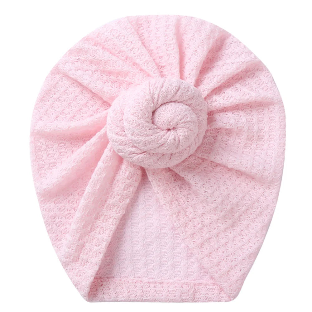 New Solid Waffle Crochet Knit Baby Hat 3M-5T Turban Infant Toddler Newborn Baby Cap Bonnet Beanies Headwraps for Baby Girls Boy