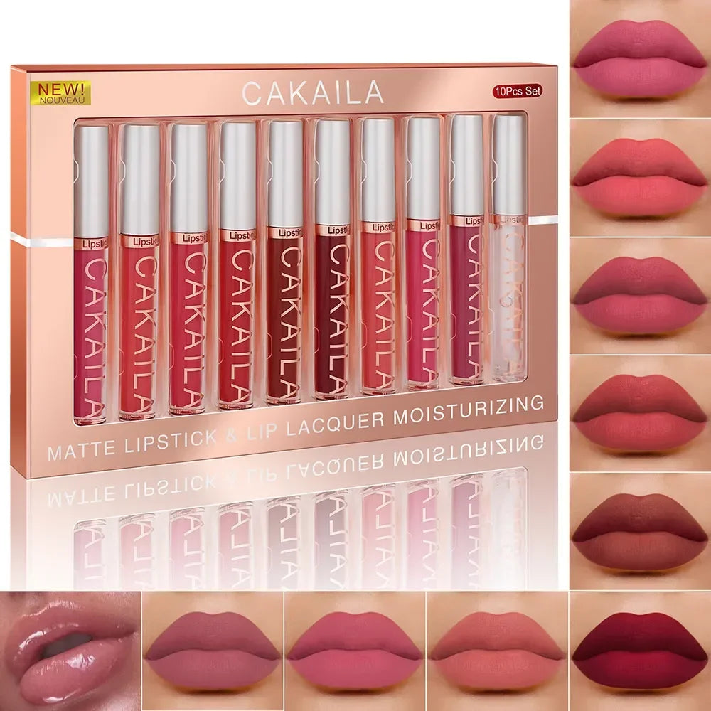 10/6 PCS Lipstick Set Matte Nude Liquid Lip Stain Makeup for Women Non Stick Cup Lip Gloss Waterproof Long Lasting Cosmetics