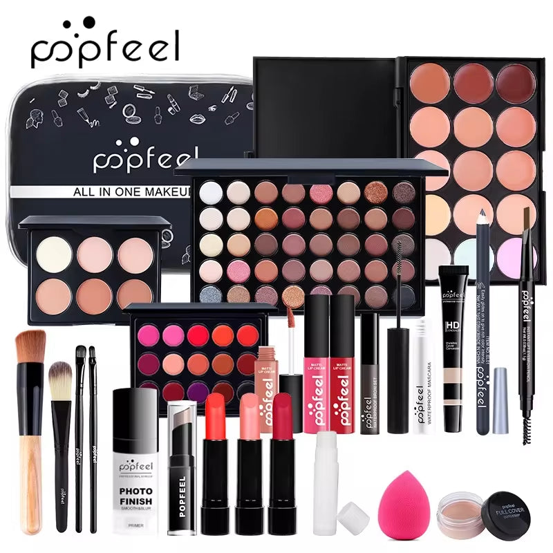 Complete Makeup Set - 24Pcs -Warm Brown Tone Lip, Eye & Face Makeup, in Long-Lasting Paste Form, Gift for Women & Girls