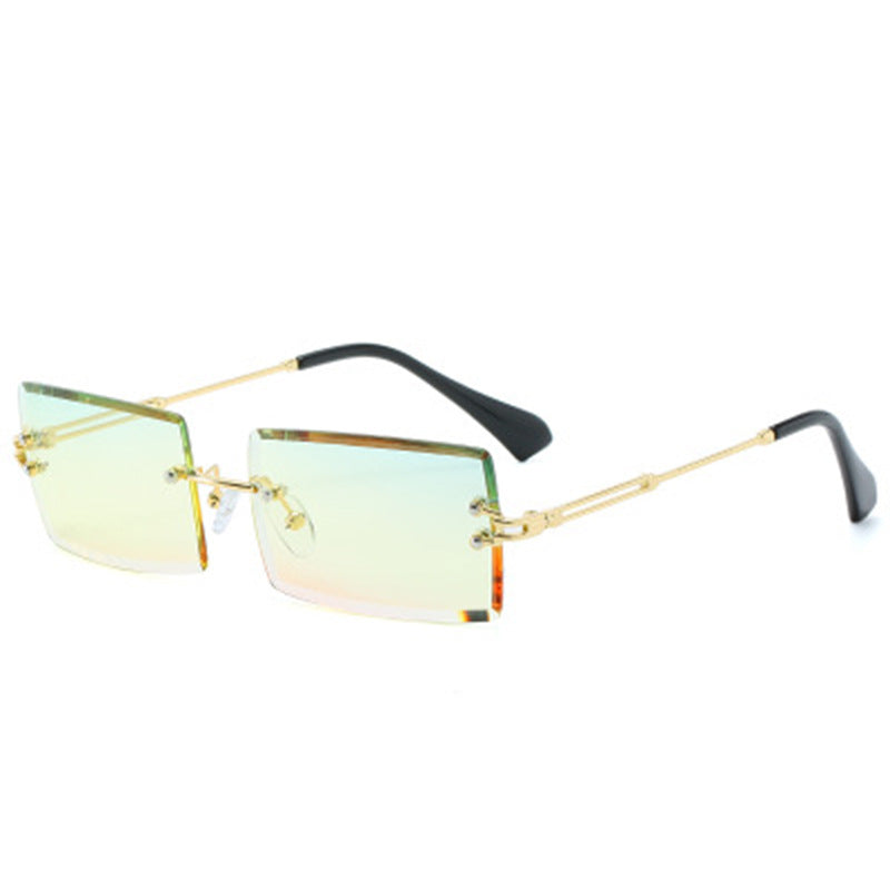 Rimless Rectangle Sunglasses Square Fashion Hip-Hop Sunglasses Tide Ins Retro Street Beat Cut Edge Sunglasses