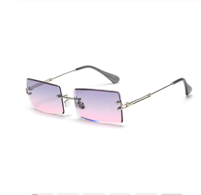 Rimless Rectangle Sunglasses Square Fashion Hip-Hop Sunglasses Tide Ins Retro Street Beat Cut Edge Sunglasses