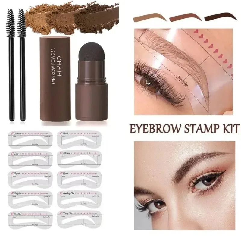 Complete Eyebrow Powder Stamp Shaping Kit Makeup Brushes Eyebrow Paint Eyebrow Pencil Eye Brows Stencil Hairline Enhance Stick