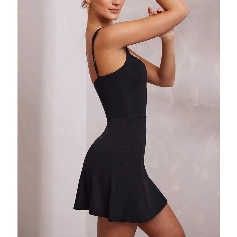 Sexy Sling Backless Dress Women Solid Color Spaghetti Strap Hip Wrap Short Dress for Party Nightclub