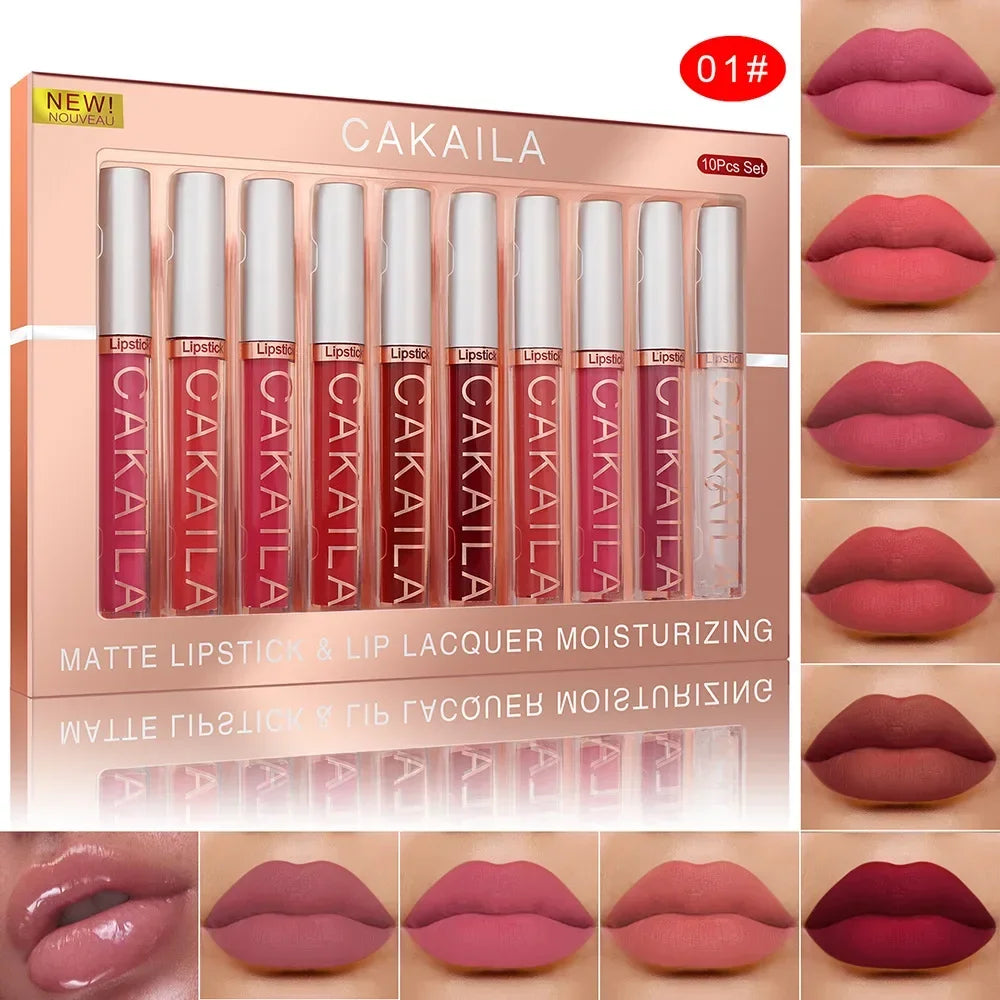 10/6 PCS Lipstick Set Matte Nude Liquid Lip Stain Makeup for Women Non Stick Cup Lip Gloss Waterproof Long Lasting Cosmetics