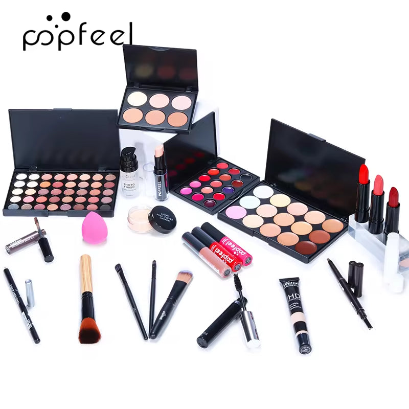 Complete Makeup Set - 24Pcs -Warm Brown Tone Lip, Eye & Face Makeup, in Long-Lasting Paste Form, Gift for Women & Girls