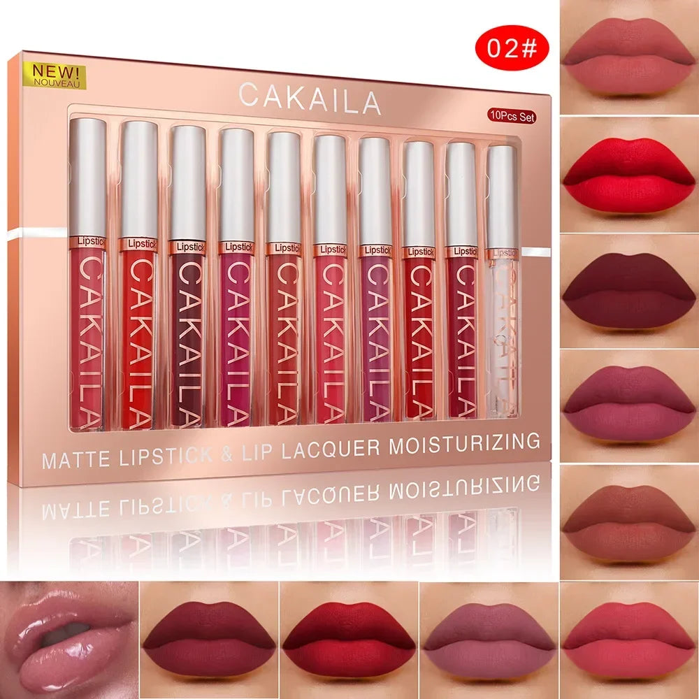 10/6 PCS Lipstick Set Matte Nude Liquid Lip Stain Makeup for Women Non Stick Cup Lip Gloss Waterproof Long Lasting Cosmetics