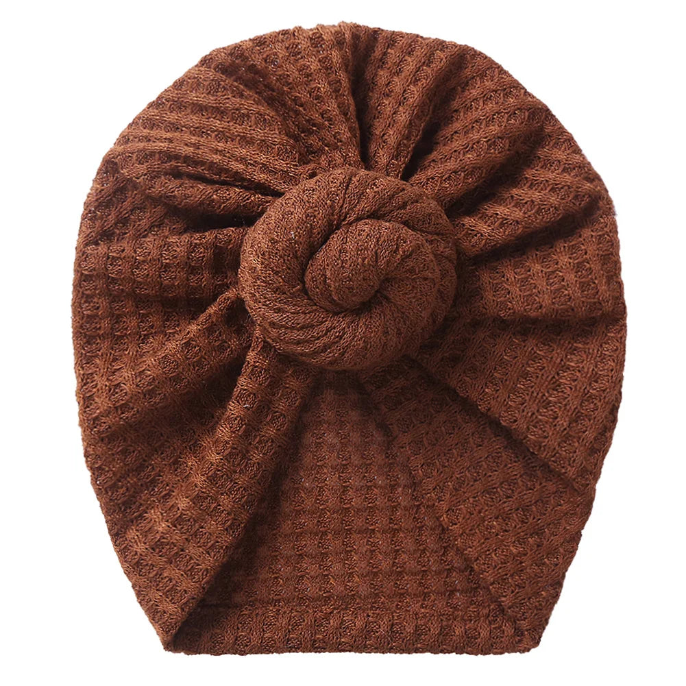 New Solid Waffle Crochet Knit Baby Hat 3M-5T Turban Infant Toddler Newborn Baby Cap Bonnet Beanies Headwraps for Baby Girls Boy