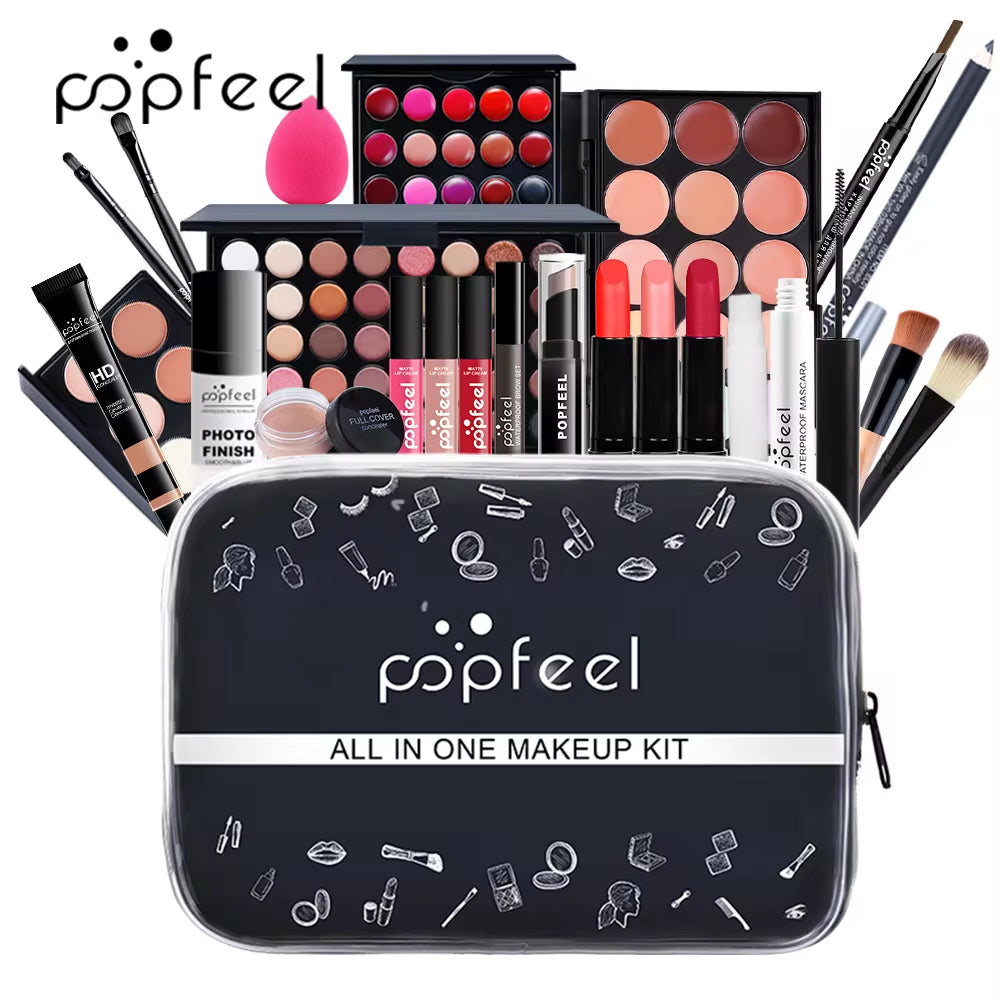 Complete Makeup Set - 24Pcs -Warm Brown Tone Lip, Eye & Face Makeup, in Long-Lasting Paste Form, Gift for Women & Girls