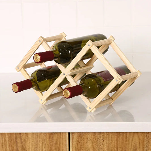 3/6/10 Bottles Collapsible Wooden Wine Racks Cabinet Stand Holders Wood Shelf Organizer Storage for Retro Display Cabinet