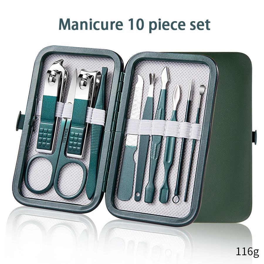 7-18 Pcs Manicure Set Nail Clippers Kit Professional Stainless Steel Nail Care Tools with Leather Travel Case for Man and Women