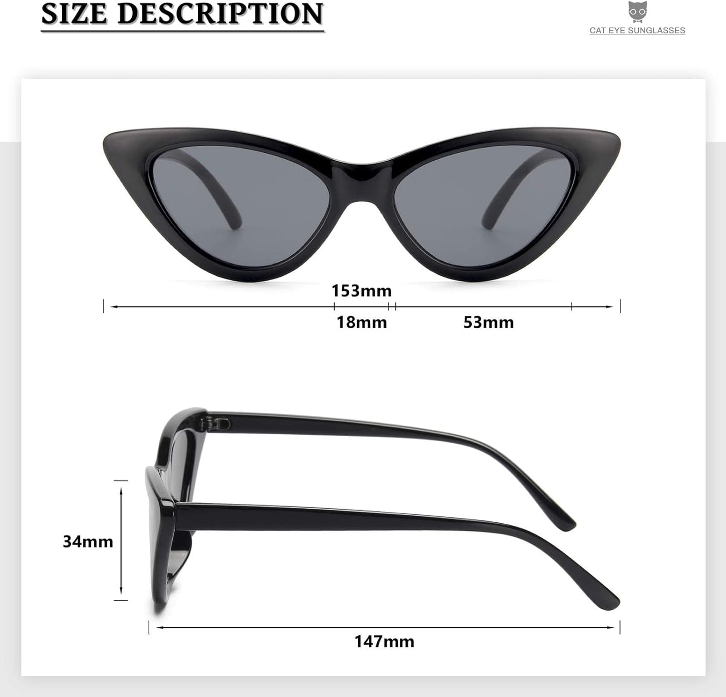 Retro Vintage Narrow Cat Eye Sunglasses for Women Clout Goggles Plastic Frame