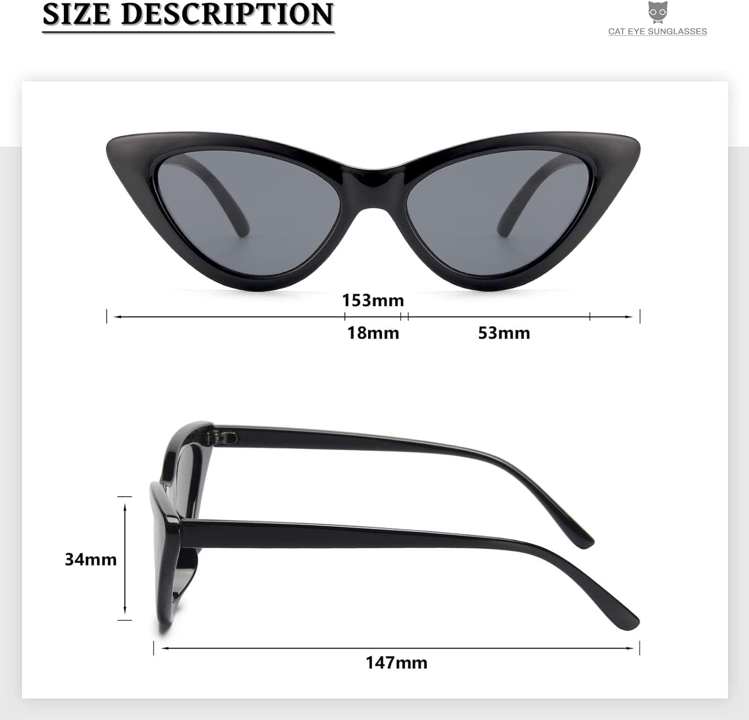 Retro Vintage Narrow Cat Eye Sunglasses for Women Clout Goggles Plastic Frame