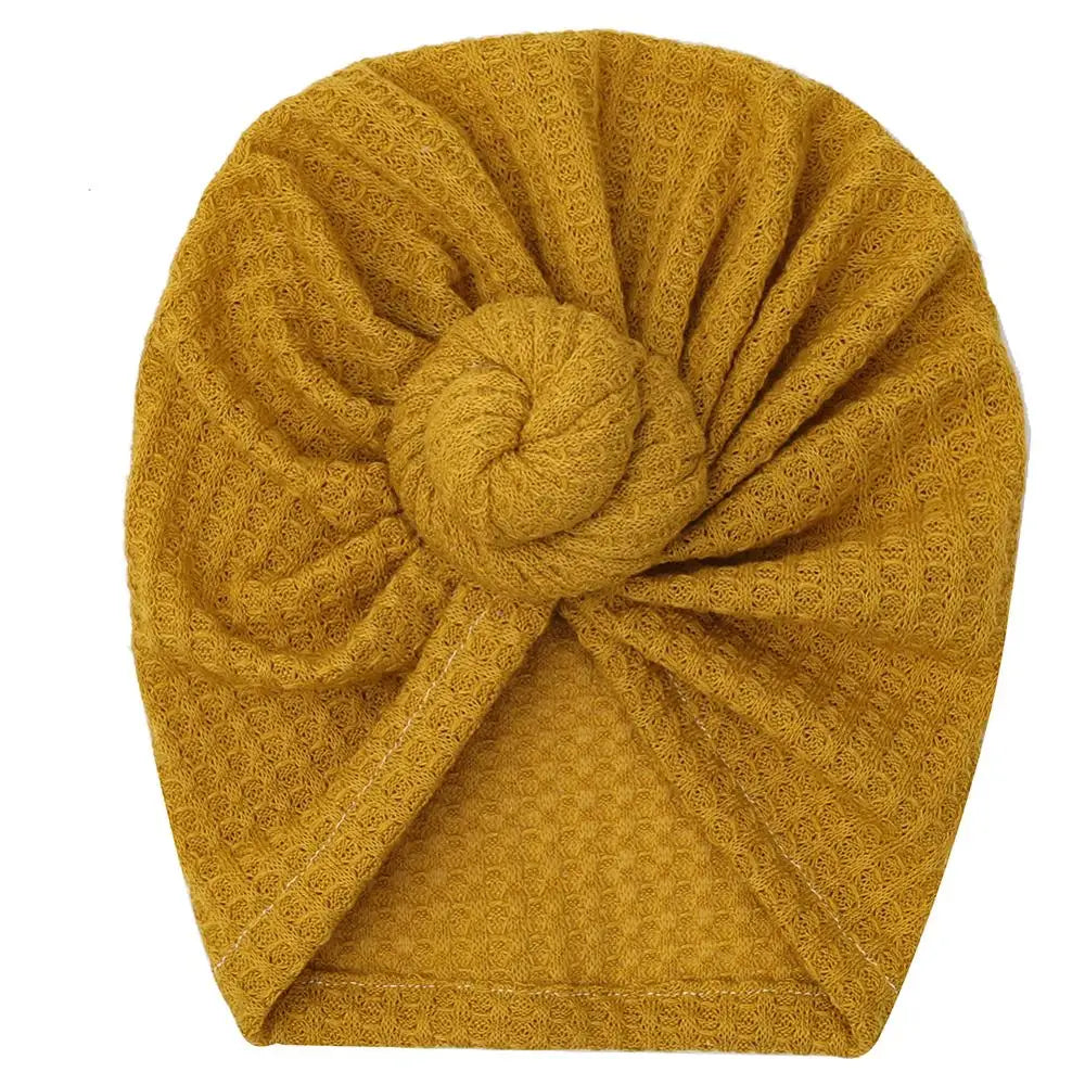 New Solid Waffle Crochet Knit Baby Hat 3M-5T Turban Infant Toddler Newborn Baby Cap Bonnet Beanies Headwraps for Baby Girls Boy