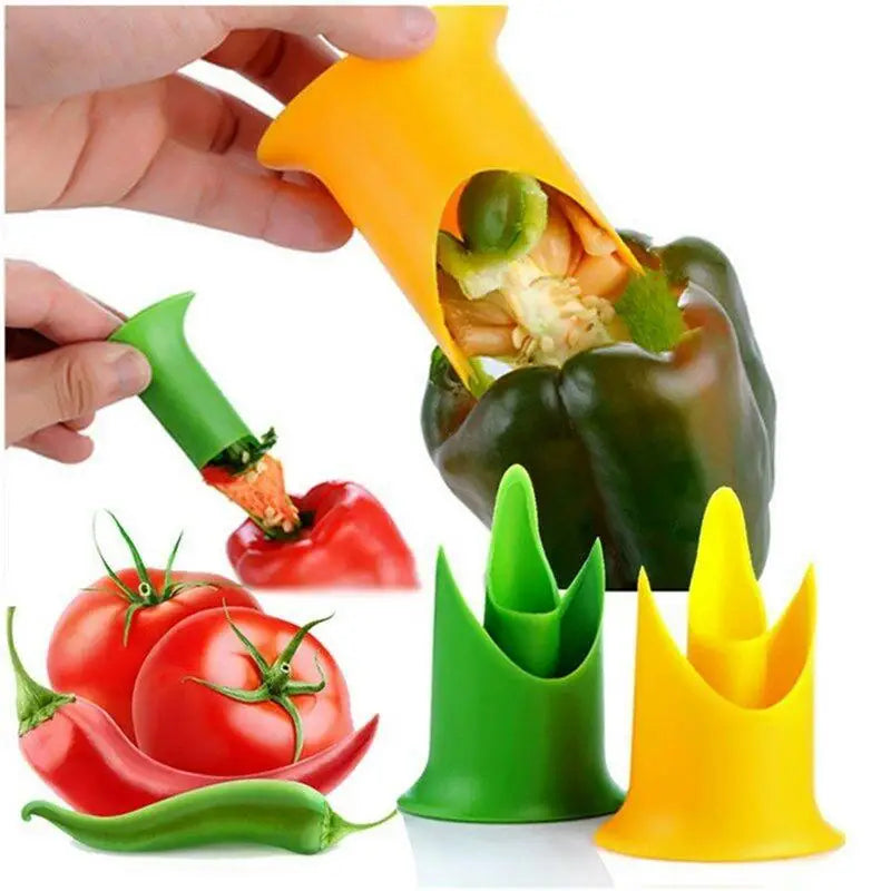 2Pcs Slicer Vegetable Cutter Pepper Fruit Tools Cooking Device Kitchen Seed Remover Creative Corer Cleaning Coring Gadget