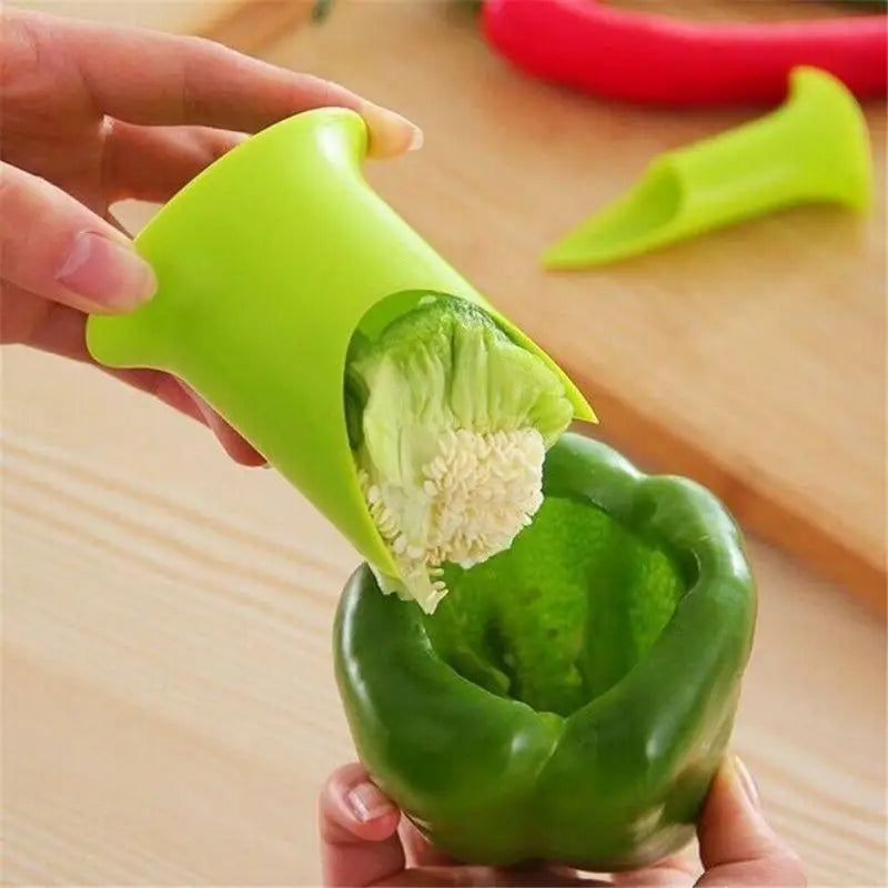 2Pcs Slicer Vegetable Cutter Pepper Fruit Tools Cooking Device Kitchen Seed Remover Creative Corer Cleaning Coring Gadget