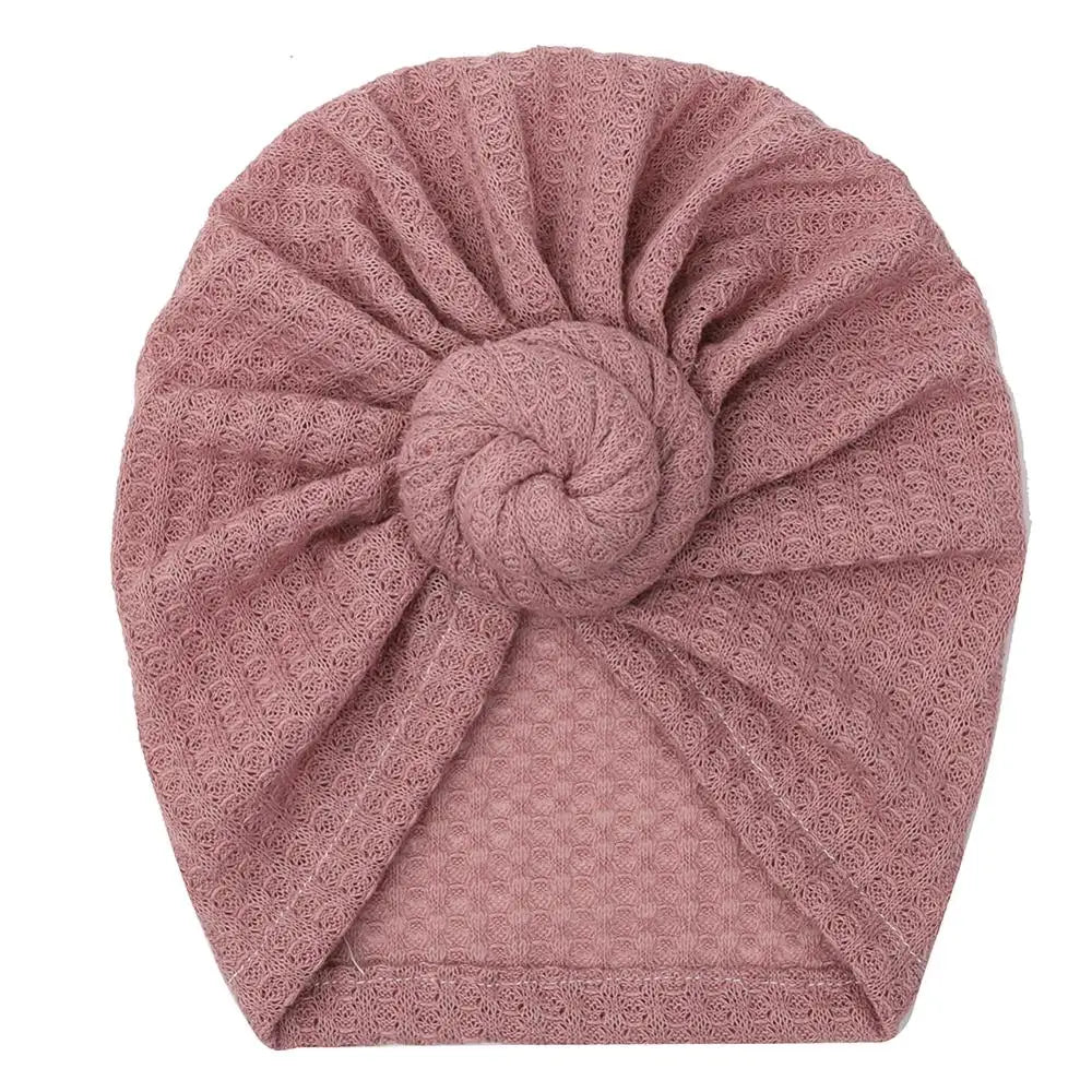 New Solid Waffle Crochet Knit Baby Hat 3M-5T Turban Infant Toddler Newborn Baby Cap Bonnet Beanies Headwraps for Baby Girls Boy