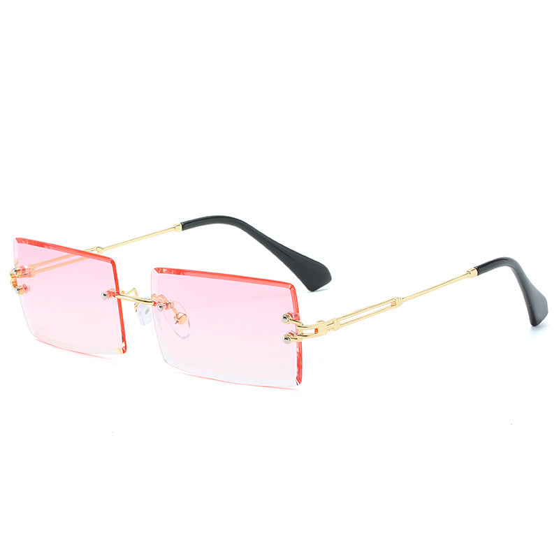 Rimless Rectangle Sunglasses Square Fashion Hip-Hop Sunglasses Tide Ins Retro Street Beat Cut Edge Sunglasses