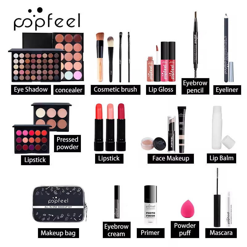 Complete Makeup Set - 24Pcs -Warm Brown Tone Lip, Eye & Face Makeup, in Long-Lasting Paste Form, Gift for Women & Girls