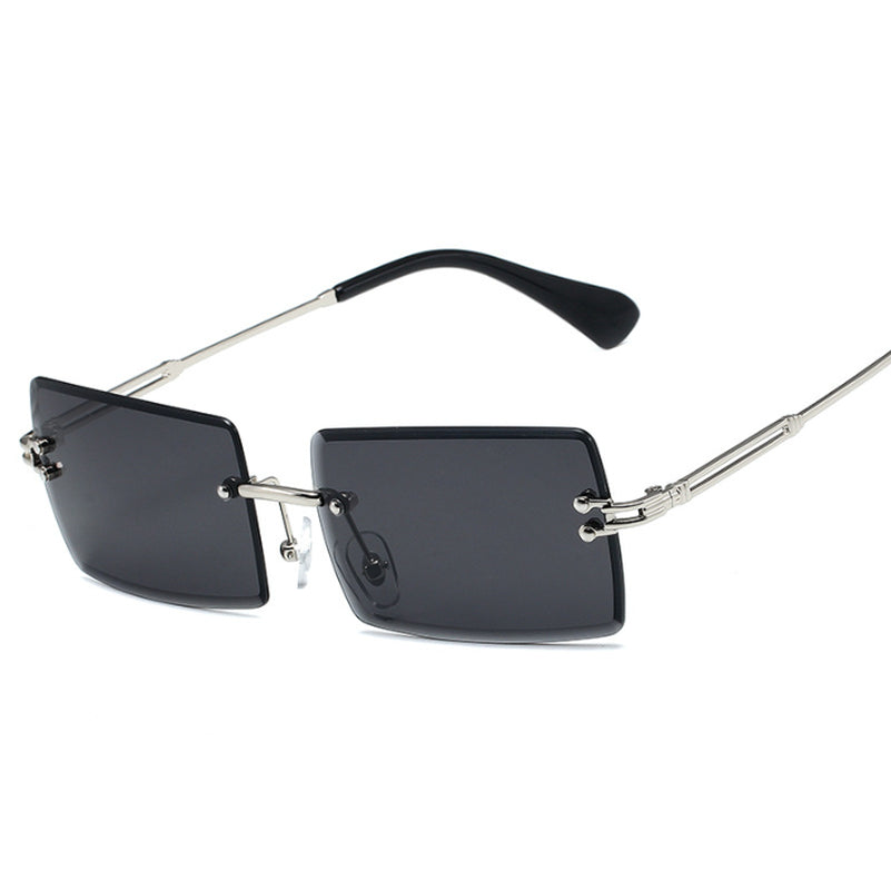 Rimless Rectangle Sunglasses Square Fashion Hip-Hop Sunglasses Tide Ins Retro Street Beat Cut Edge Sunglasses