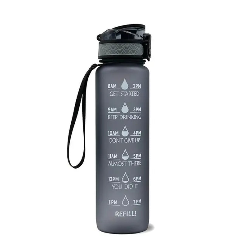 Motivational Tritan Water Bottle with Time Marker Leakproof Bottle for Fitness Sports Motivational Water Bottle with Time Marker