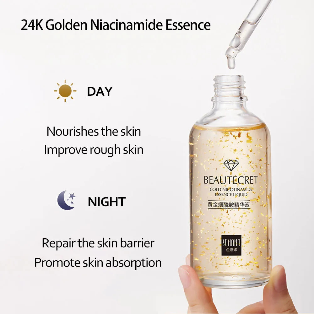 Skin Care Set 24K Gold Nicotinamide Face Essence Collagen Face Cream Moisturizing Face Mask Brighten Eye Cream Crystal Eye Patch