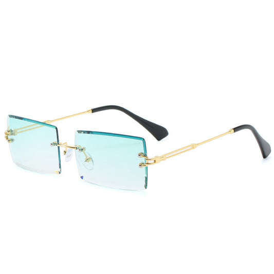 Rimless Rectangle Sunglasses Square Fashion Hip-Hop Sunglasses Tide Ins Retro Street Beat Cut Edge Sunglasses