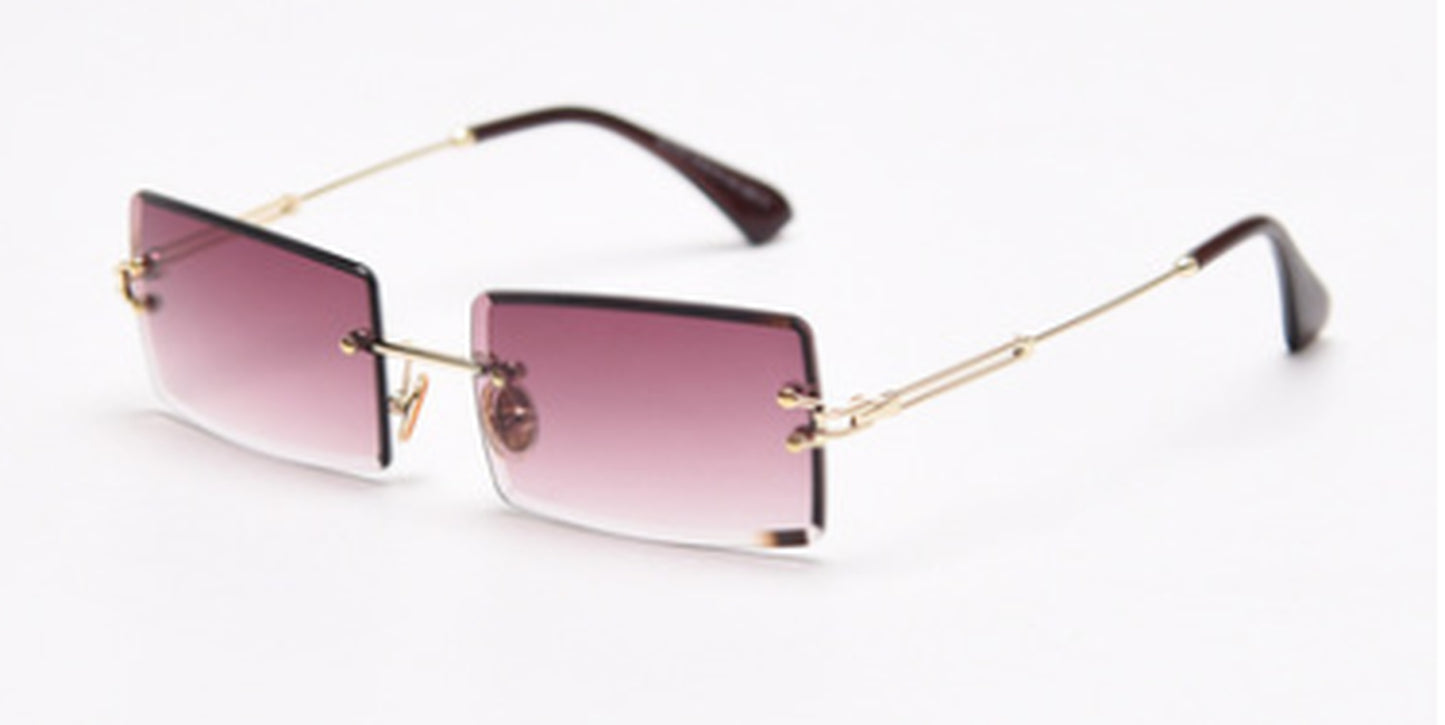 Rimless Rectangle Sunglasses Square Fashion Hip-Hop Sunglasses Tide Ins Retro Street Beat Cut Edge Sunglasses