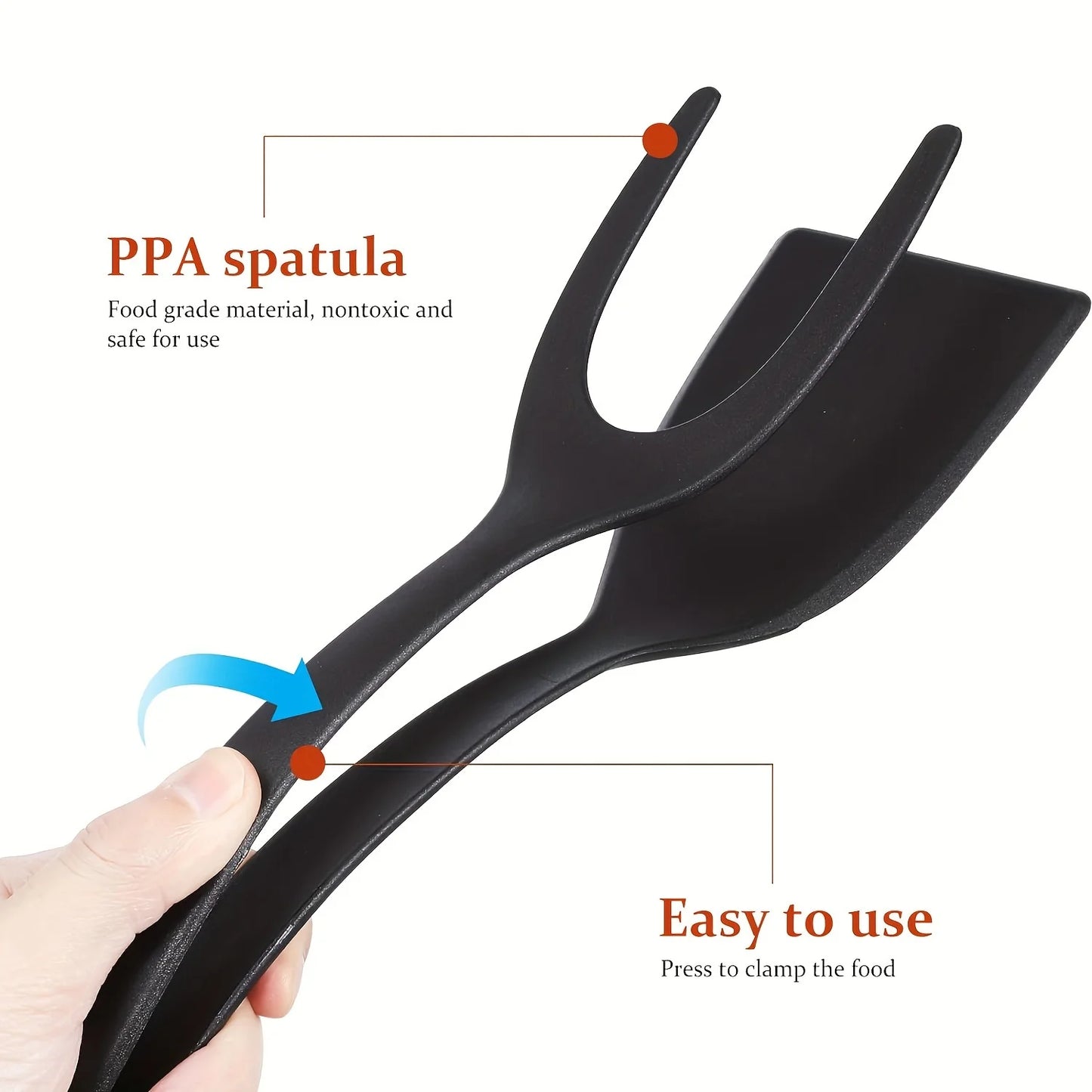 2 in 1 Nylon Grip Flip Tongs Egg Spatula Tongs Steak Spatula Tongs Clamp Pancake Fried Turners Kitchen Accessorie